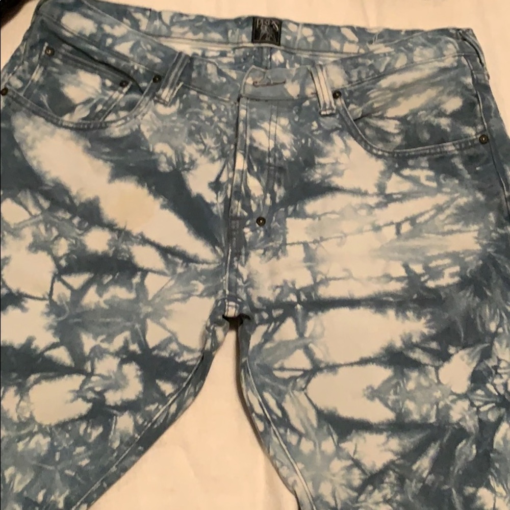 Blue and white prp jeans